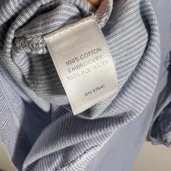 J.Jill Women Embroidered Striped Knit Top Powder Blue Size XL Floral V Neck - Picture 7 of 7